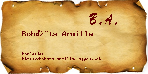 Boháts Armilla névjegykártya